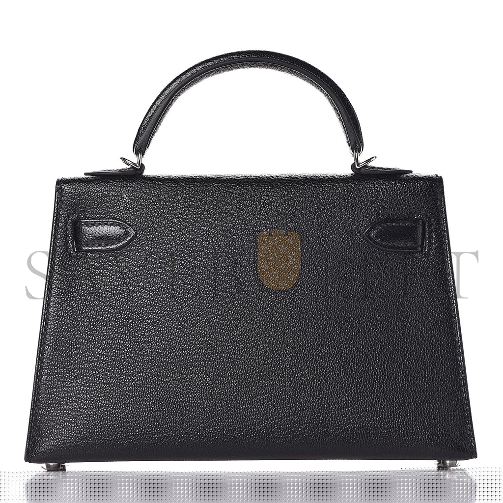 HERMÈS MASTER CHEVRE MYSORE MINI KELLY II SELLIER 20 BLACK (19*12*5.5cm)
